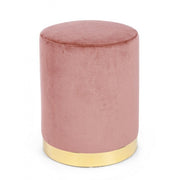 Pouf in velluto Rosa Antico LUCILLA diametro 35x h40 cm