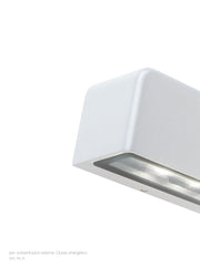 Applique segnapasso in alluminio pressofuso con diffusore in vetro trasparente bianco