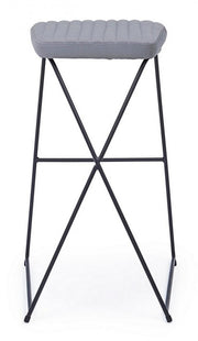 Sgabello da Bar in acciaio e velluto Grigio KINSLEY 40x46 h76 cm