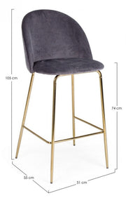 Sgabello design contemporaneo Bar Carry velluto grigio scuro