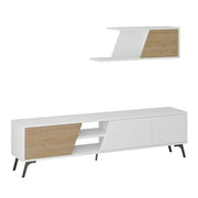 Porta TV Fiona Bianco con Anta Rovere e Mensola H 48 x P 35,60 x L 180 cm