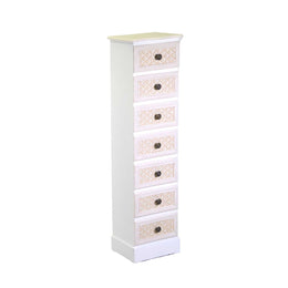 Mobiletto legno losanna 7 cassetti crema cm 29x23h109