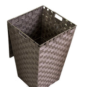 Cestone poliestere tortora foderato quadro cm33x33h53