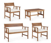 Set salotto in legno acacia noemi con cuscini