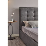 Letto Matrimoniale Coco Contenitore Tessuto Grigio Scuro  L 171 x P 209 x H 115 cm