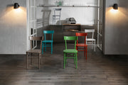 4x Sedia in legno laccato turchese 48x39x80h cm