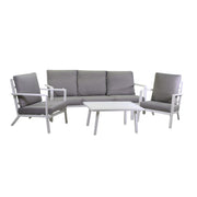 Salotto alluminio Boston 3 posti bianco con cuscini 4 pezzi