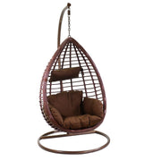 Dondolo pensile polyarattan con cuscino e supporto 90x70x200h cm