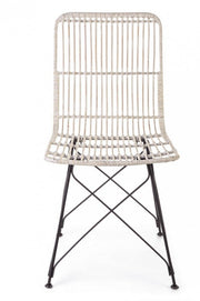 Sedia in stile contemporaneo in acciaio e kubu Bianco LUCILA 45x55x h85 cm