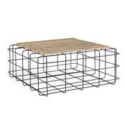 Tavolino in legno e acciaio stile industriale 80x80