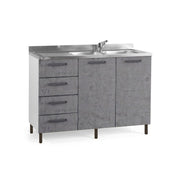 Sottolavello per cucina grigio cemento 2 ante c/cass. SX Cm 120x50xH 85
