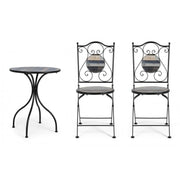 Set da giardino tavolo e 2 sedie con decori in ceramica Huston
