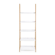 Libreria in legno di bamboo ripiani in mdf laccati bianco opaco  cm 62,5x 40xh. 180