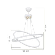 Lampada a sospensione Muso due anelli bianchi Led MDL4438