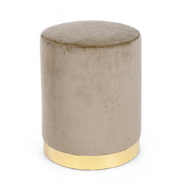 Pouf in velluto Tortora LUCILLA diametro 35x h40 cm