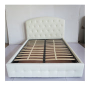 Letto Matrimoniale Contenitore Button2 Bianco Testiera Curva