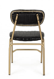 Sedia moderna retro Addy con struttura in acciaio similpelle nero
