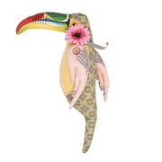 Pupazzo tessuto tucano con fiore cm30x45x11