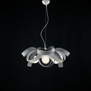 Lampadario a sospensione in ferro Bianco Grigio quattro luci 66x h28 cm