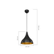 Lampada a sospensione Leda ASZ1338 in metallo nero