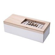 Scatola portathe legno 3 scomparti bianco rettangolare cm24x10h7