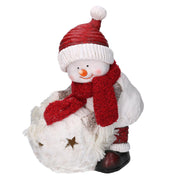 Pupazzo di neve resina con palla led bianco cm31,5x20,5h41