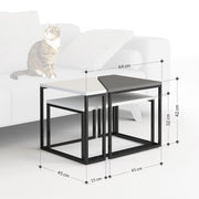Set tre tavolini sovrapponibili OhLady bianco e antracite con gambe nere