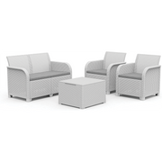 Keter Set 2 Poltrone + Divano + Tavolino contenitore ROSALIE LOUNGE bianco