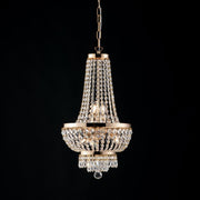 Lampadario imperiale in ferro e ottone Oro con stass cinque luci 35x h70 cm