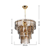 Lampada da soffitto a 4 luci Falez MDL3829 vetro fumè e oro EFFEZ