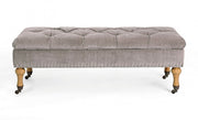 Panca contenitore beige in velluto stile classico