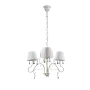 Lampadario moderno a 3 luci bianco con paralumi in tessuto cm 55