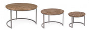 Set 3 tavolino acciaio e legno Narvik