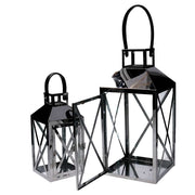 Lanterna metallo 1-2 argento quadro cm19x19h42