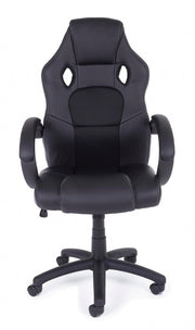 Poltrona ufficio con bracciali Racing nero in similpelle