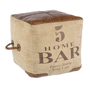 Pouf cubo in pelle stile industriale cm 45x45x45h