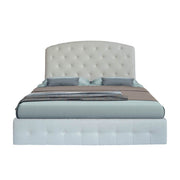 Letto Matrimoniale Contenitore Button2 Bianco Testiera Curva