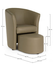 Poltrona in similpelle con pouf estraibile Tortora RITA 64,5x 59,5x h78 cm