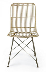 Sedia in stile contemporaneo in acciaio e kubu Naturale LUCILA 45x55x h85 cm