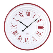 Orologio legno metallo bianco rosso cmø50x4,5