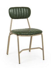 Sedia moderna Addy in acciaio rivestita in colore verde scuro retro