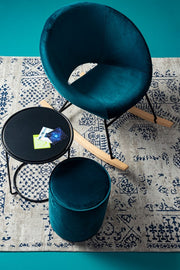 Tappeto moderno in cotone Bombay blu 140x200 cm