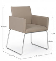 Sedia con braccioli in similpelle Tortora SIXTY 60x54x h80,5 cm