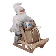 Babbo natale tessuto con slitta grigio cm33x12h30