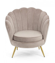 Poltrona retro in velluto grigio chiaro modello pavone