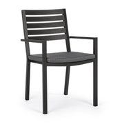 4x Sedia antracite con bracciolo e cuscino in alluminio stile industrial