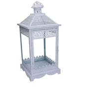 Lanterna metallo 1-3 bianco opaco argentato quadro cm24x24h52,5