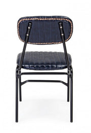 Sedia Debbie blu vintage in ecopelle