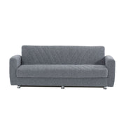 Divano letto 3 posti in tessuto grigio con contenitore 214x80xH.83 cm