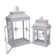 Lanterna metallo 1-2 bianco opaco argentata rettangolare cm25x18h47,5